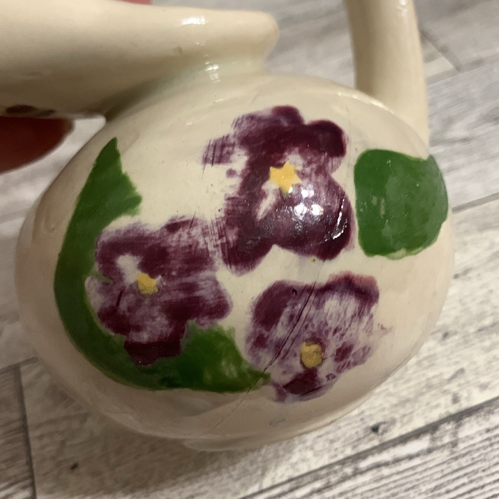 Honey Pot w/ purple pansies - Picture 3 of 6